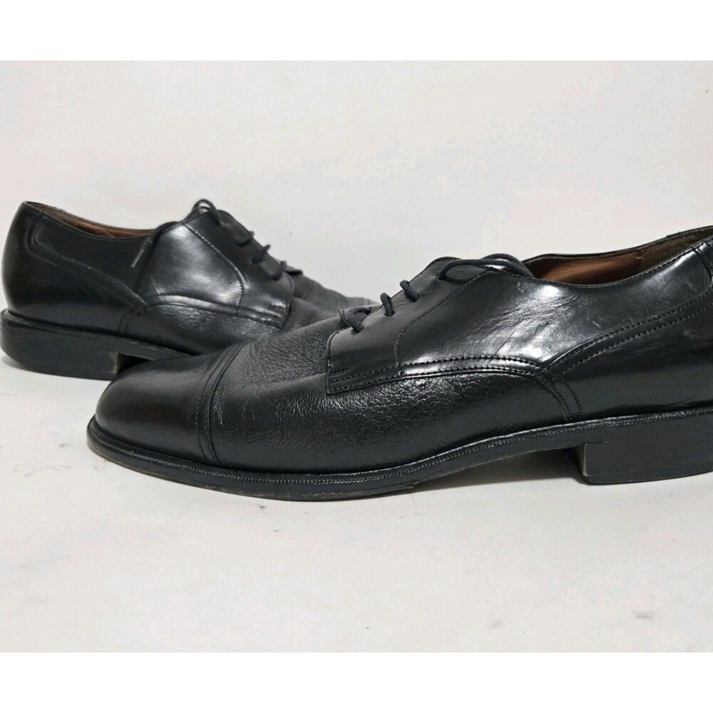 Bostonian Shoes Mens 10.5 Luxe Black Leather Cap Toe Oxfords Made In Italy
